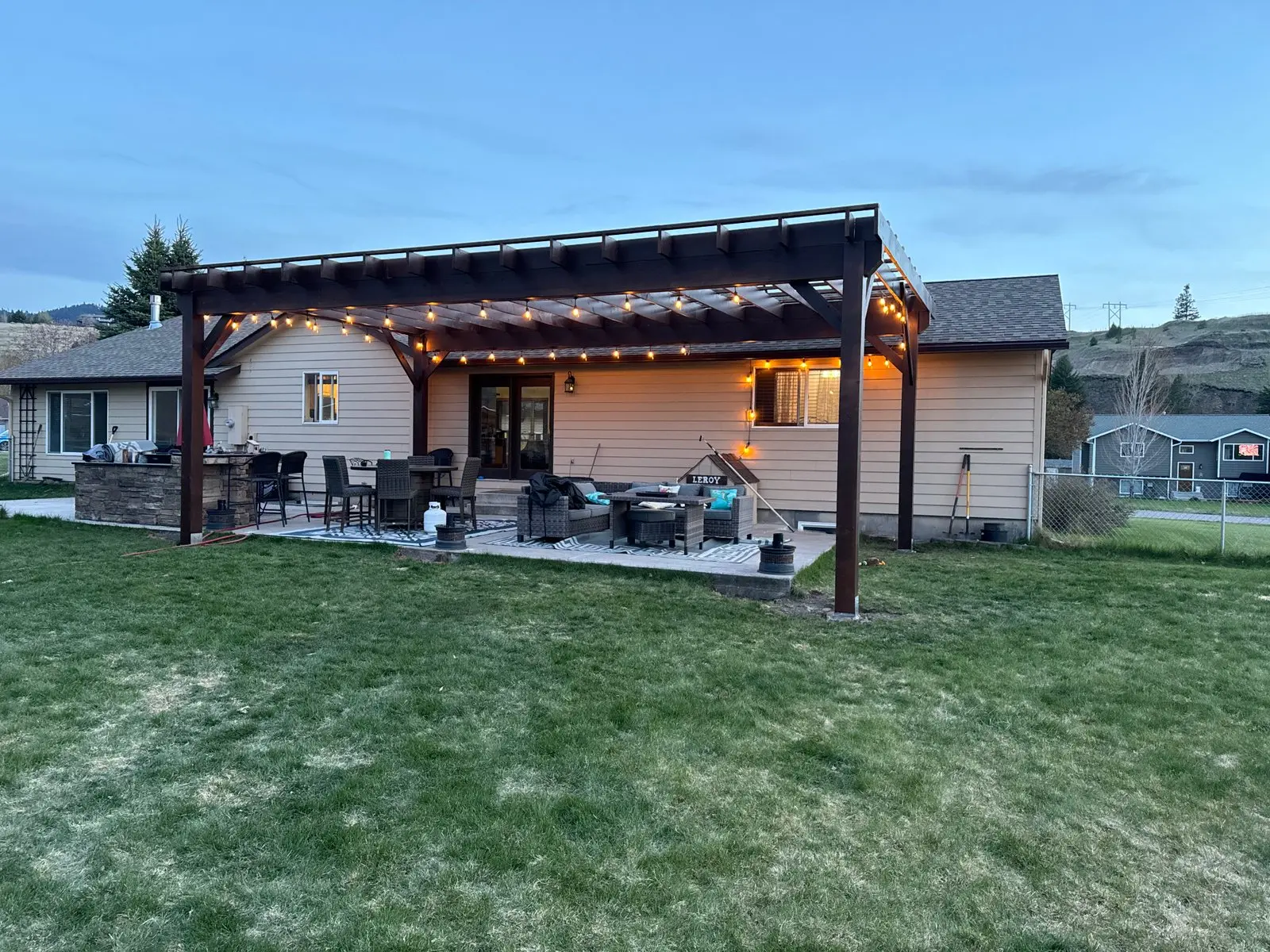 Completed outdoor carpentry and pergola work